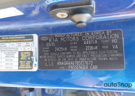 2011 Kia Optima Sx from USA, damaged, VIN KNAGR4A67B5117673